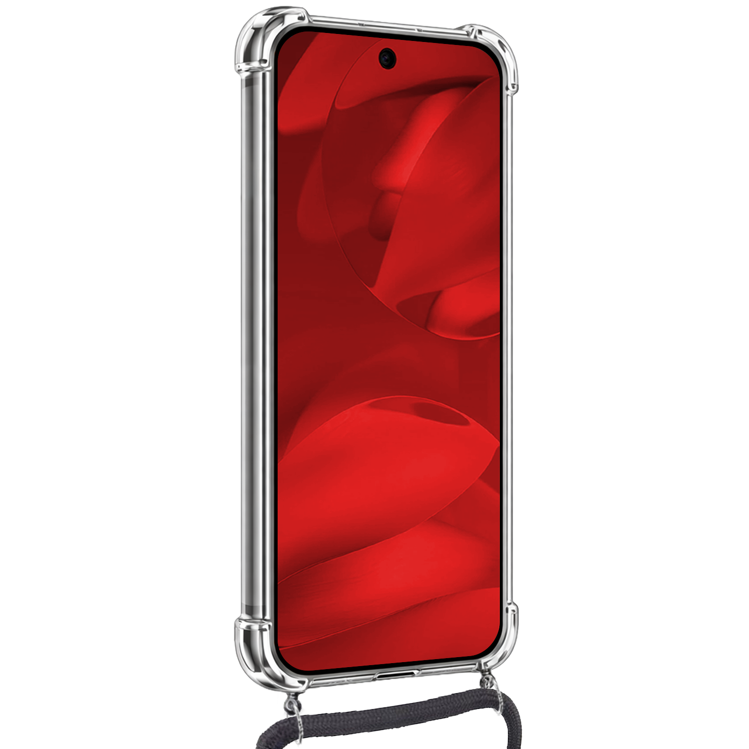 NoXx NoXx Google Pixel 9a Hoesje Transparant Shockproof Met Zwart Koord