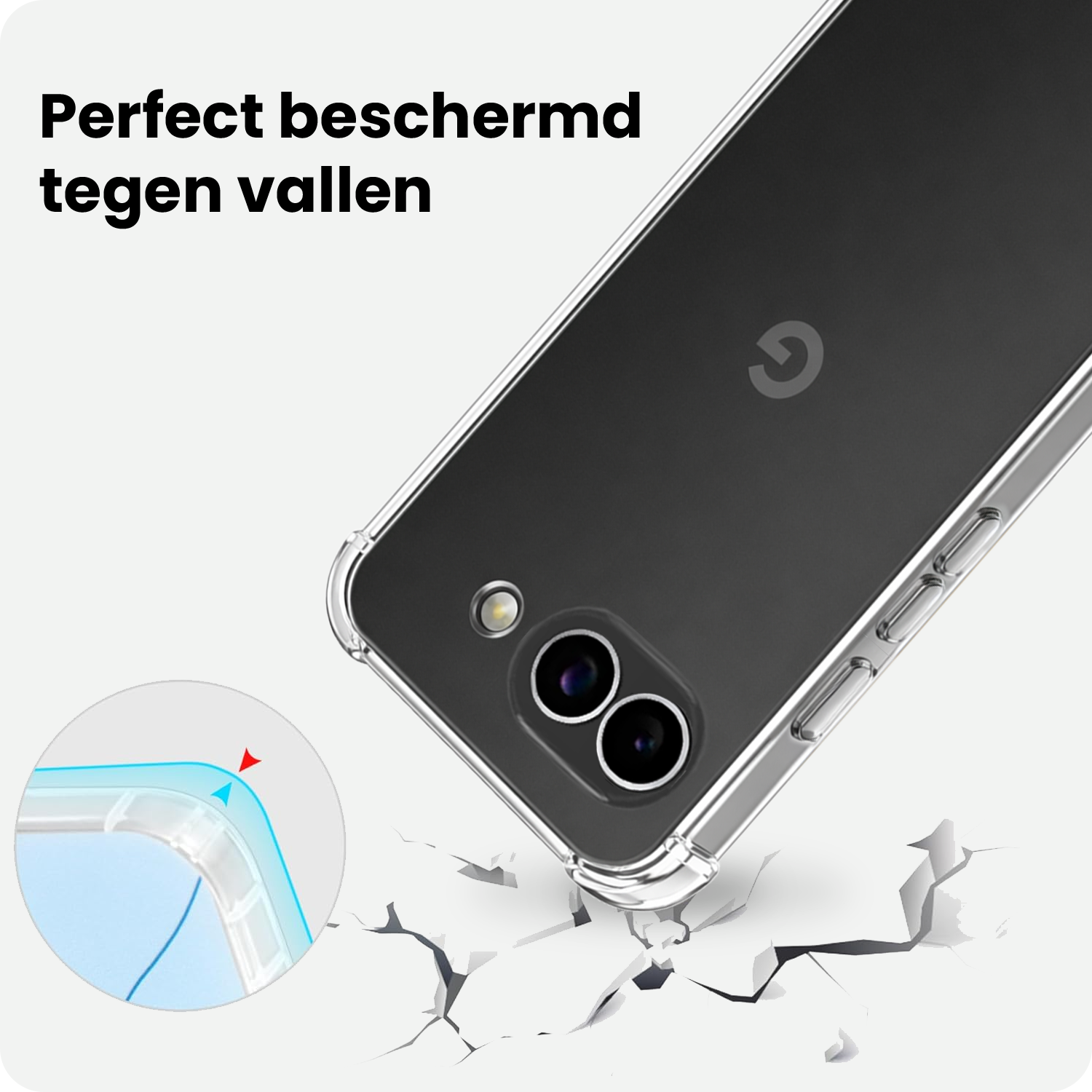BASEY. BASEY. Google Pixel 9a Hoesje Transparant Shockproof Met Zwart Koord