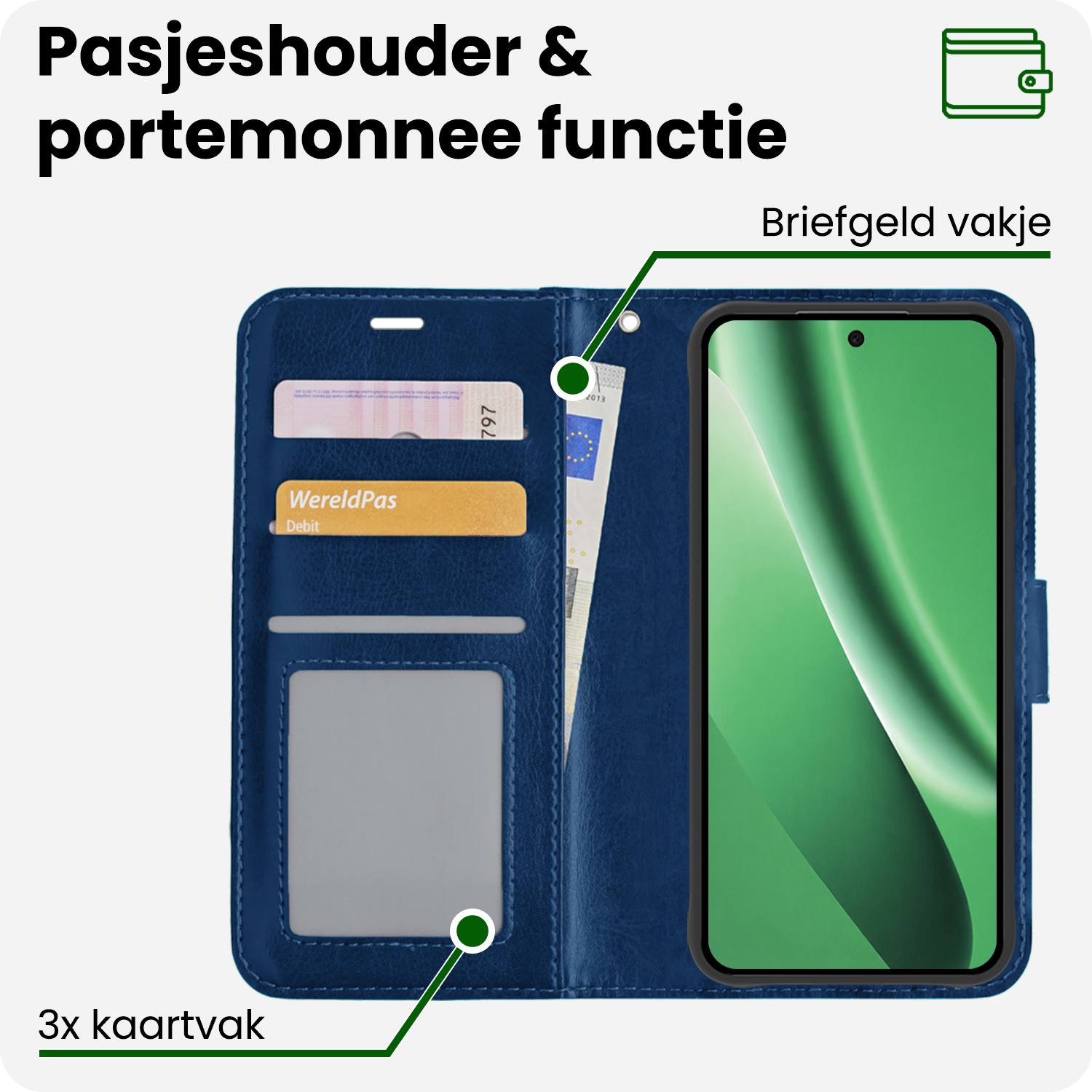 BASEY. BASEY. Google Pixel 10a Hoesje Bookcase - Donkerblauw
