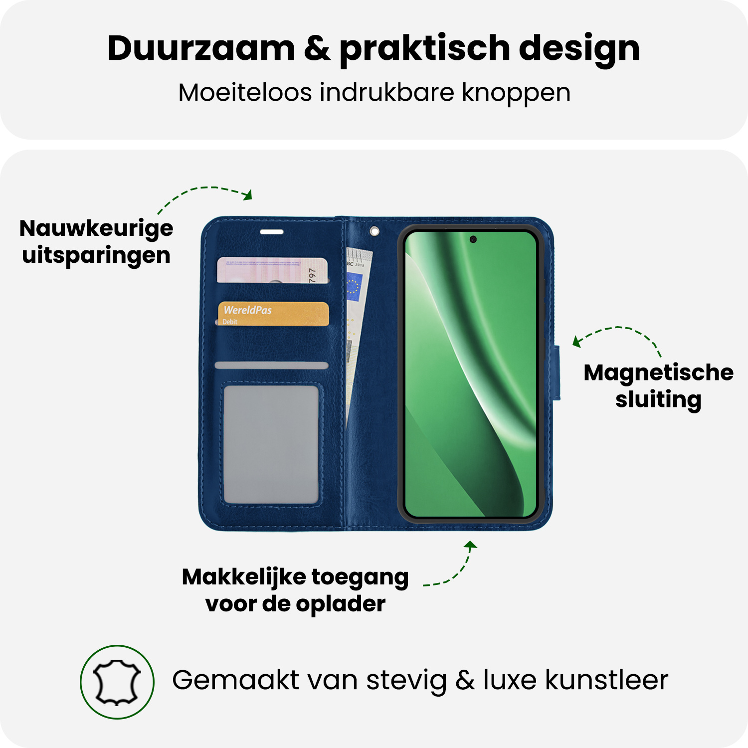 BASEY. BASEY. Google Pixel 10a Hoesje Bookcase Met Screenprotector - Donkerblauw
