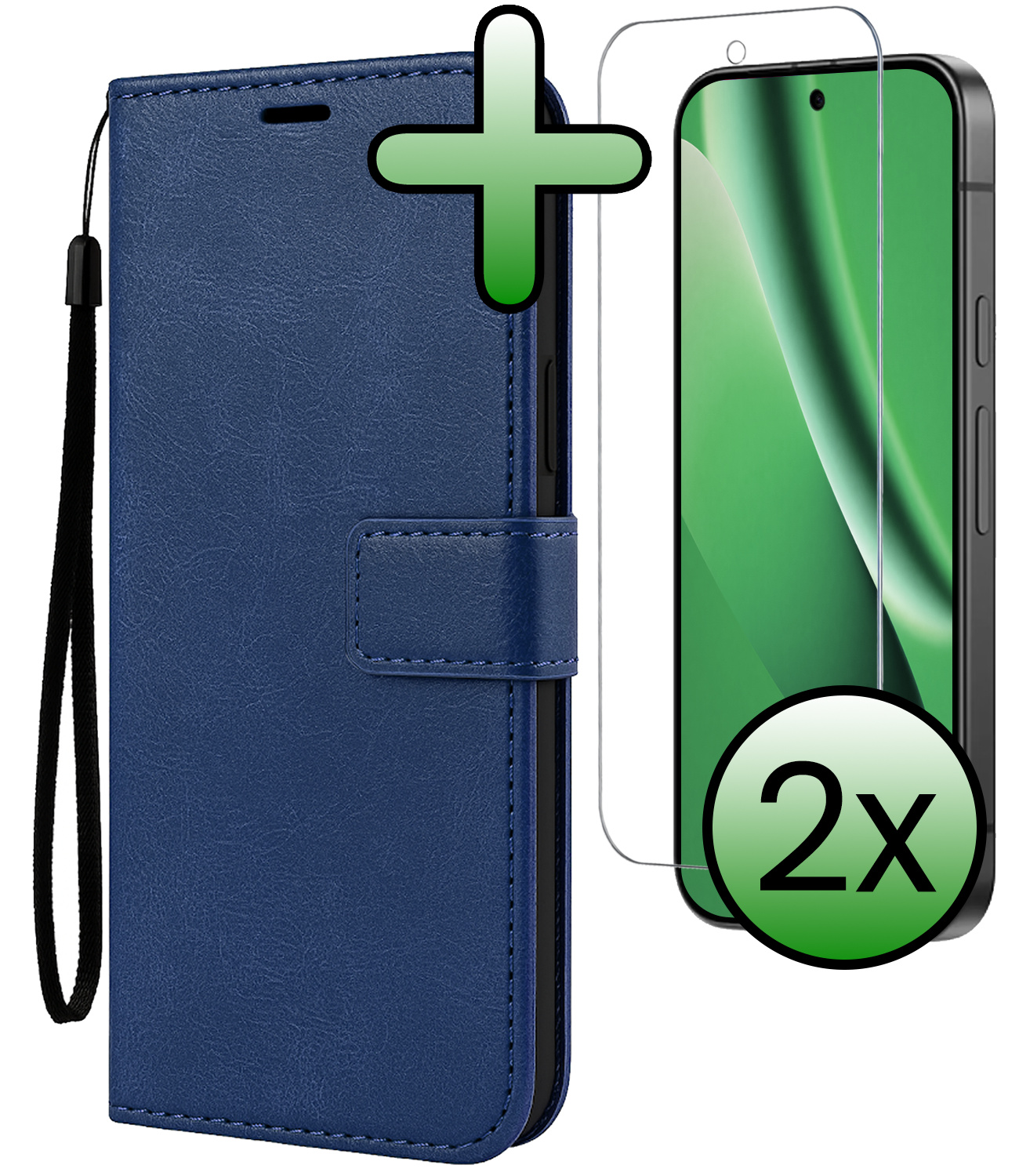 BASEY. BASEY. Google Pixel 10a Hoesje Bookcase Met 2x Screenprotector - Donkerblauw