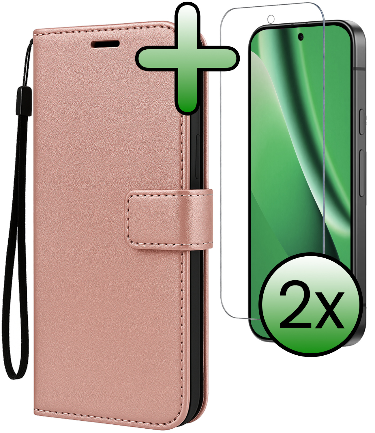 BASEY. BASEY. Google Pixel 10a Hoesje Bookcase Met 2x Screenprotector - Rose Goud