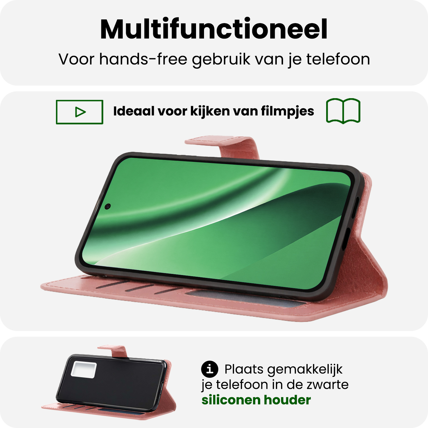 BASEY. BASEY. Google Pixel 10a Hoesje Bookcase Met 2x Screenprotector - Rose Goud