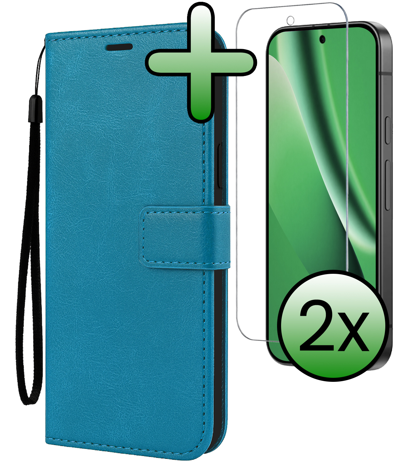 BASEY. BASEY. Google Pixel 10a Hoesje Bookcase Met 2x Screenprotector - Turquoise