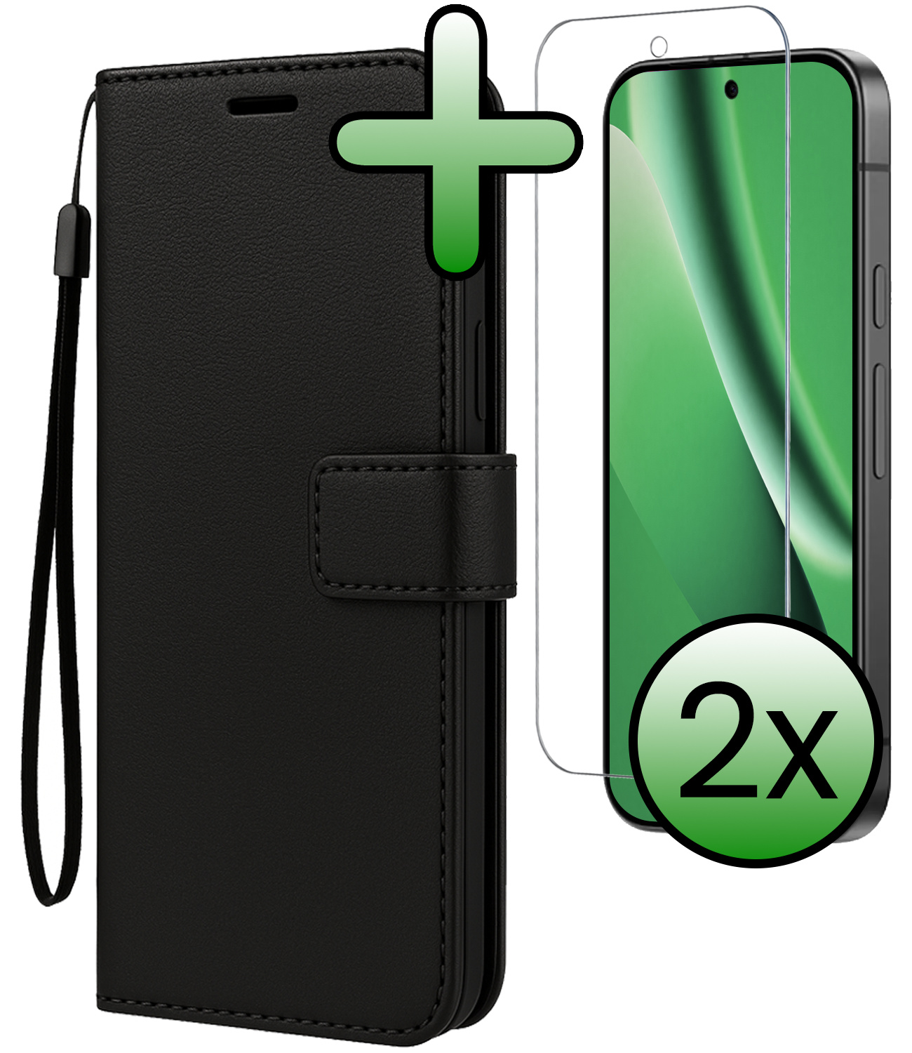 BASEY. BASEY. Google Pixel 10a Hoesje Bookcase Met 2x Screenprotector - Zwart