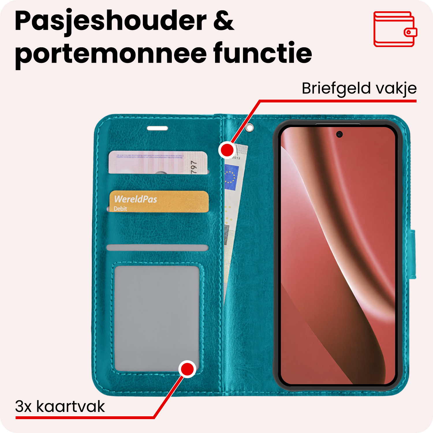NoXx NoXx Google Pixel 10a Hoesje Bookcase - Turquoise