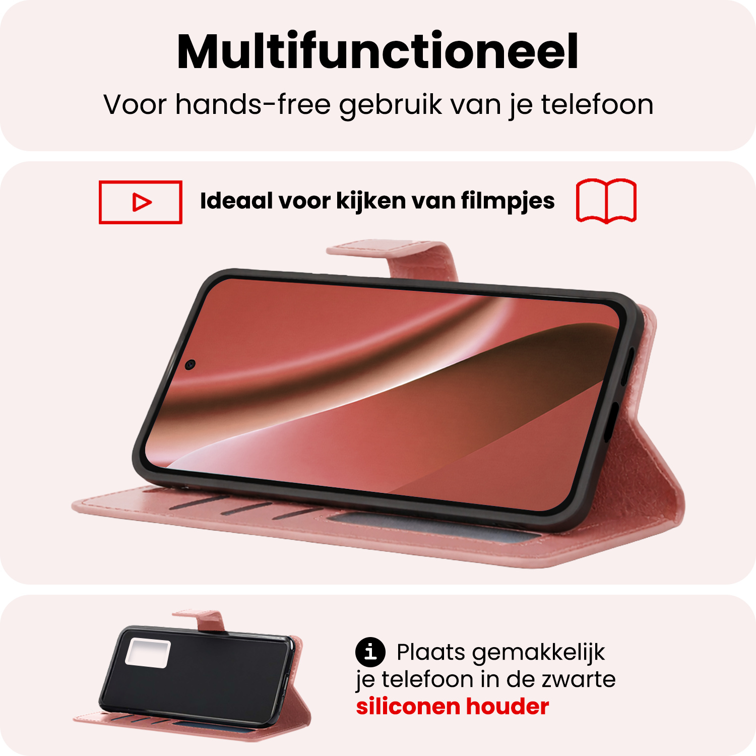 NoXx NoXx Google Pixel 10a Hoesje Bookcase Met Screenprotector - Rose Goud