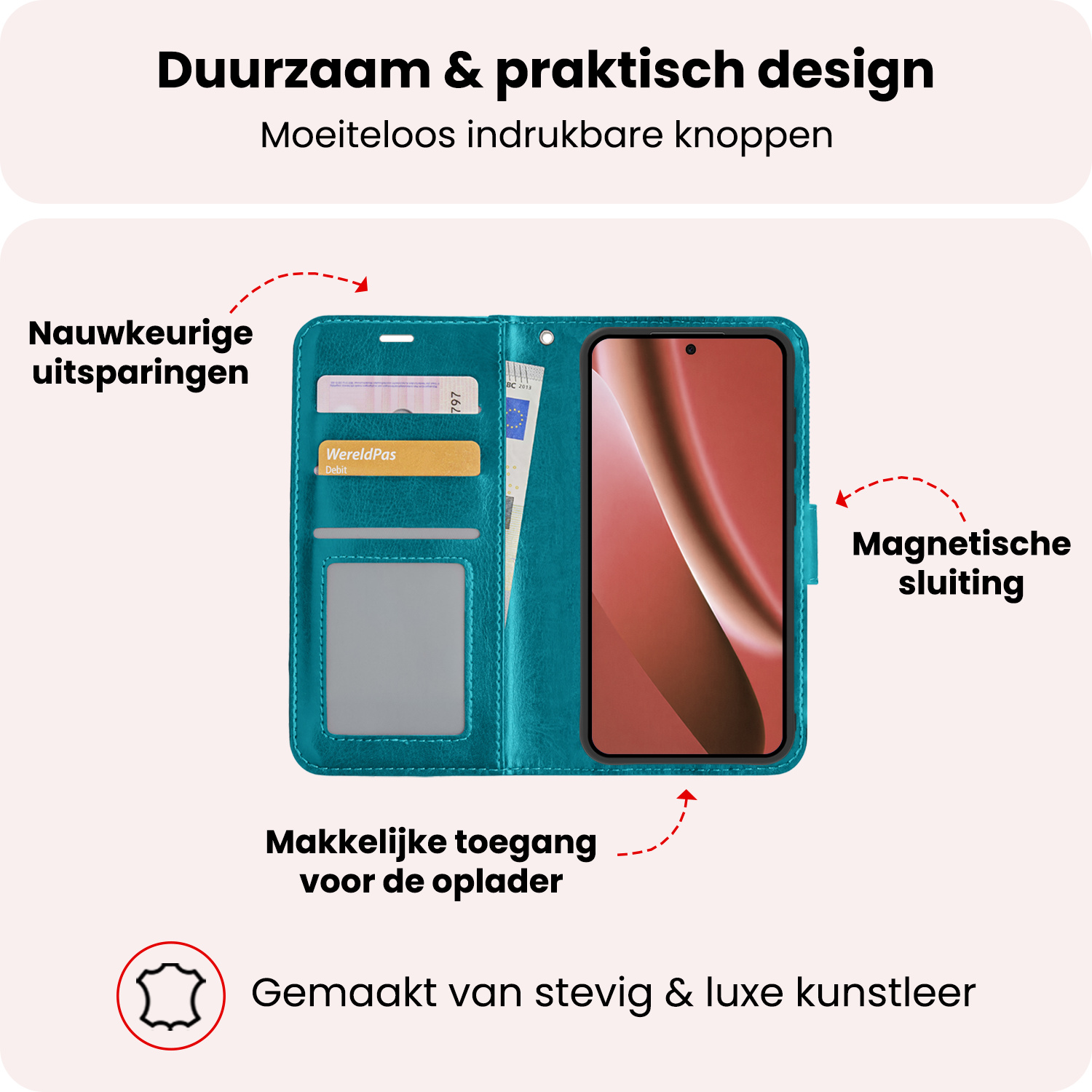 NoXx NoXx Google Pixel 10a Hoesje Bookcase Met Screenprotector - Turquoise