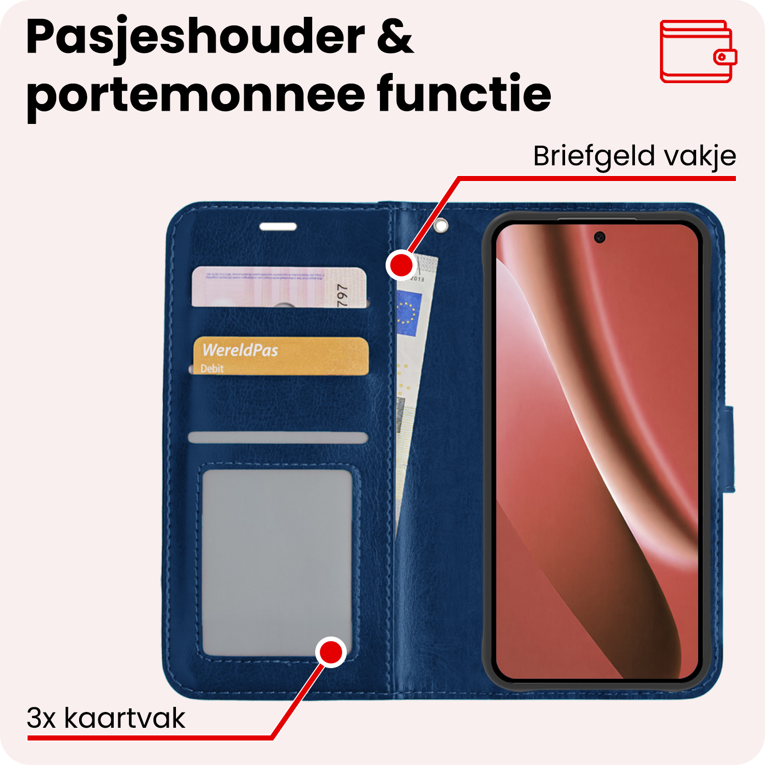 NoXx NoXx Google Pixel 10a Hoesje Bookcase Met 2x Screenprotector - Donkerblauw