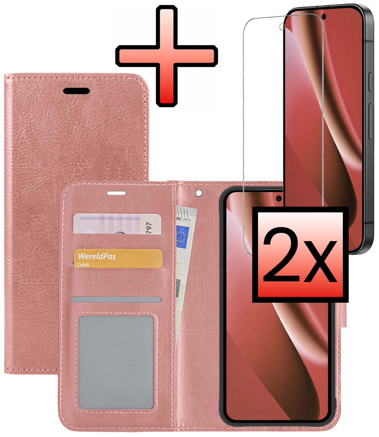 NoXx NoXx Google Pixel 10a Hoesje Bookcase Met 2x Screenprotector - Rose Goud