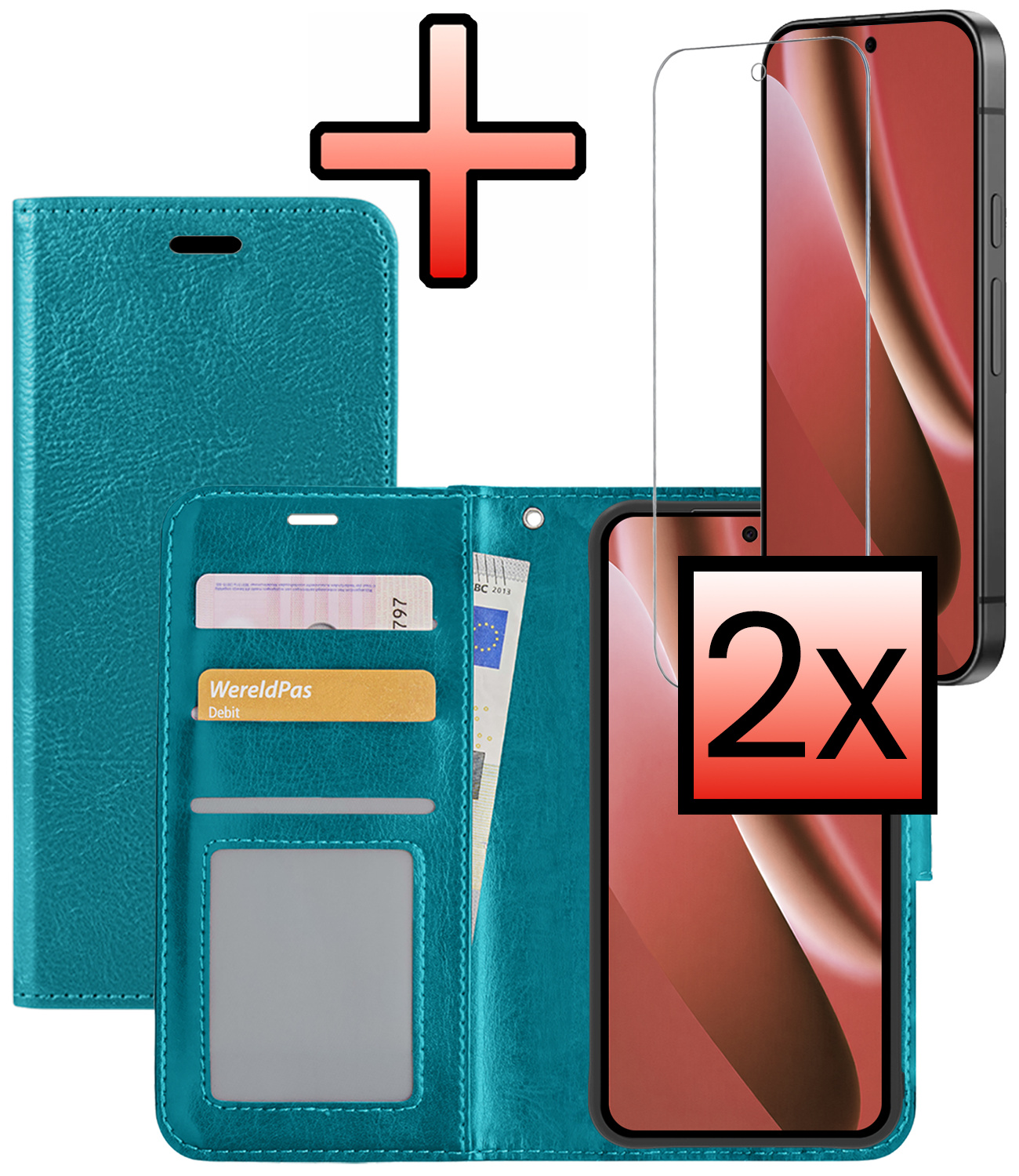 NoXx NoXx Google Pixel 10a Hoesje Bookcase Met 2x Screenprotector - Turquoise
