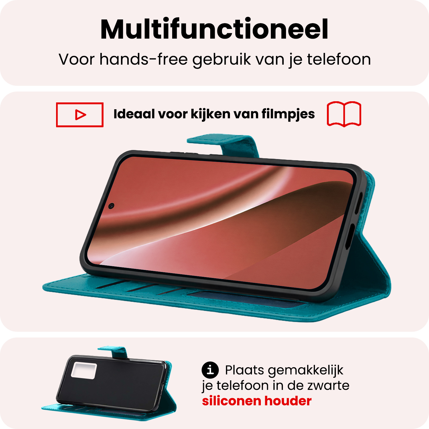 NoXx NoXx Google Pixel 10a Hoesje Bookcase Met 2x Screenprotector - Turquoise