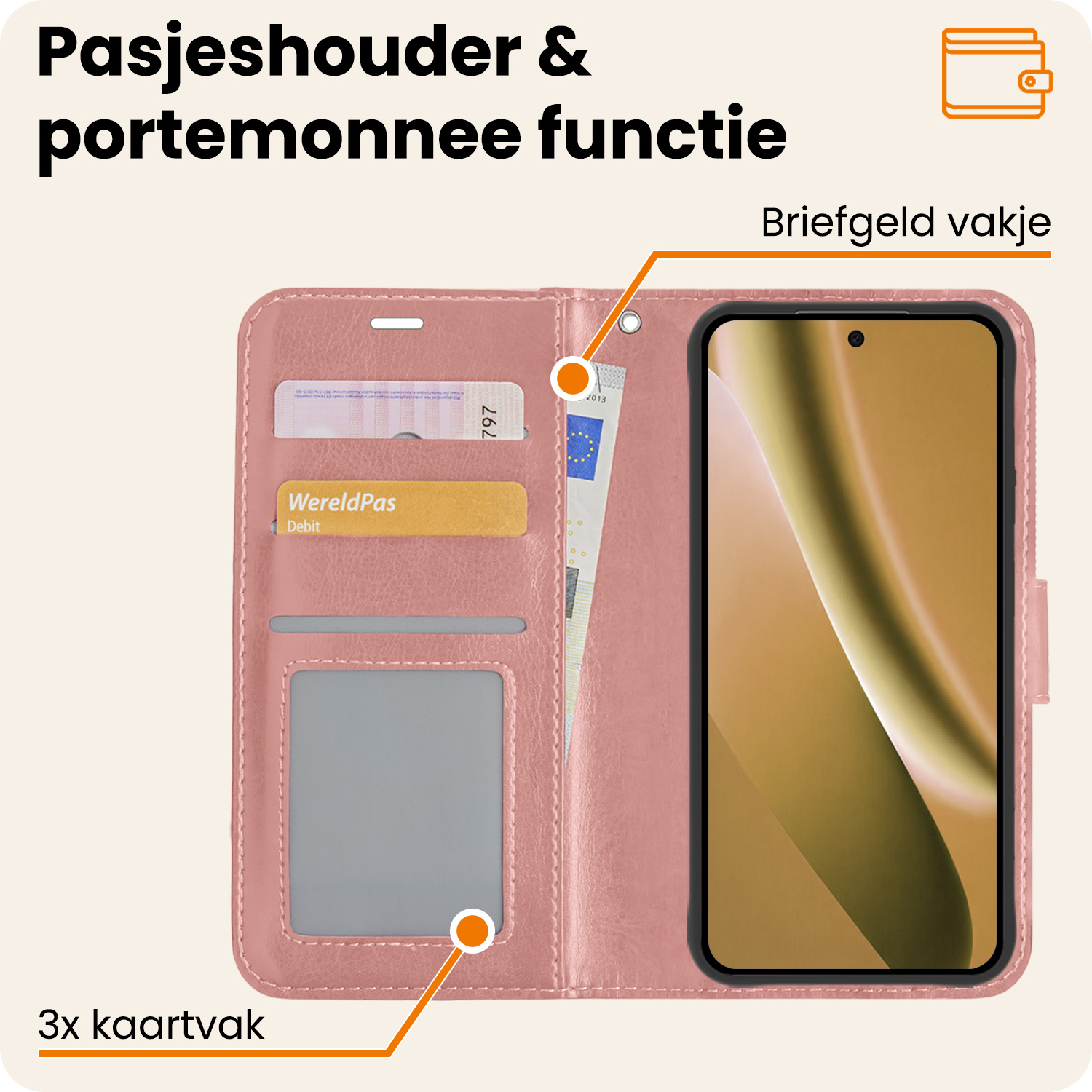 Nomfy Nomfy Google Pixel 10a Hoesje Bookcase - Rose Goud