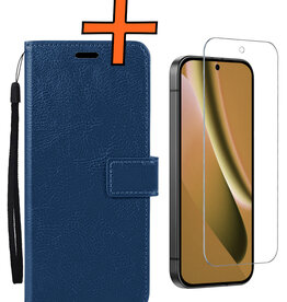 Nomfy Nomfy Google Pixel 10a Hoesje Bookcase Met Screenprotector - Donkerblauw