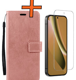 Nomfy Nomfy Google Pixel 10a Hoesje Bookcase Met Screenprotector - Rose Goud