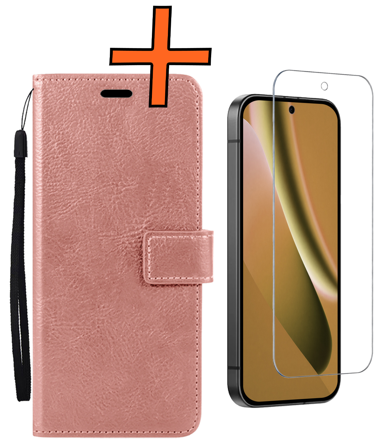 Nomfy Nomfy Google Pixel 10a Hoesje Bookcase Met Screenprotector - Rose Goud