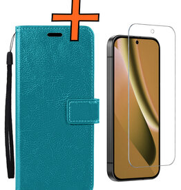Nomfy Nomfy Google Pixel 10a Hoesje Bookcase Met Screenprotector - Turquoise