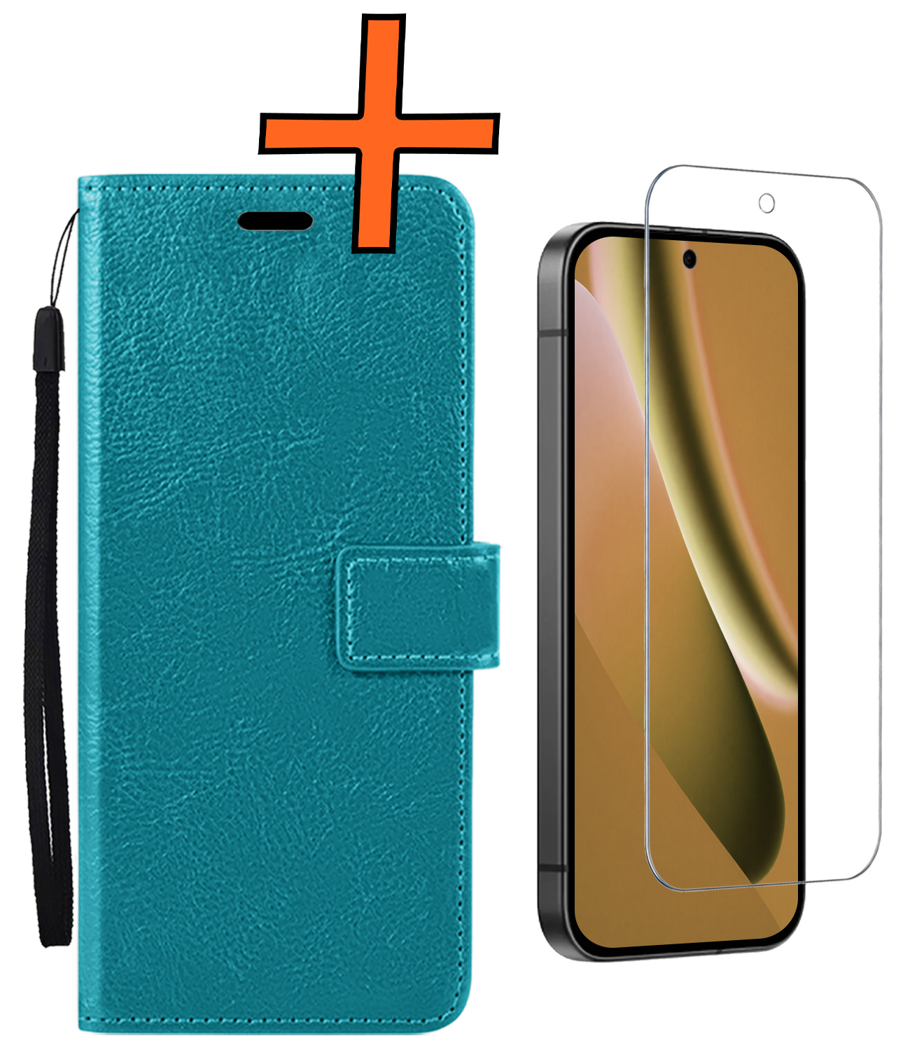 Nomfy Nomfy Google Pixel 10a Hoesje Bookcase Met Screenprotector - Turquoise