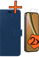Nomfy Nomfy Google Pixel 10a Hoesje Bookcase Met 2x Screenprotector - Donkerblauw