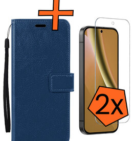 Nomfy Nomfy Google Pixel 10a Hoesje Bookcase Met 2x Screenprotector - Donkerblauw