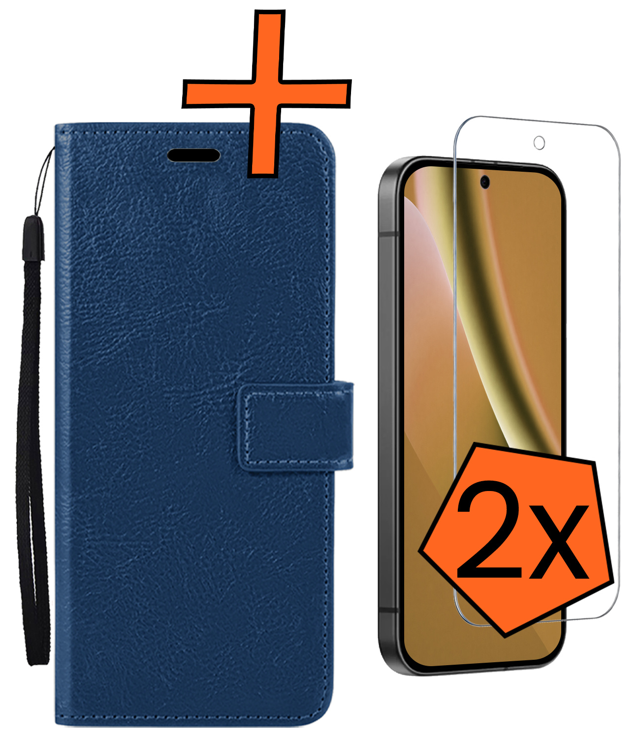 Nomfy Nomfy Google Pixel 10a Hoesje Bookcase Met 2x Screenprotector - Donkerblauw