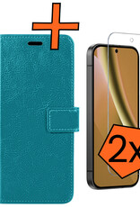 Nomfy Nomfy Google Pixel 10a Hoesje Bookcase Met 2x Screenprotector - Turquoise
