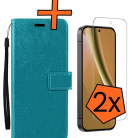 Nomfy Nomfy Google Pixel 10a Hoesje Bookcase Met 2x Screenprotector - Turquoise