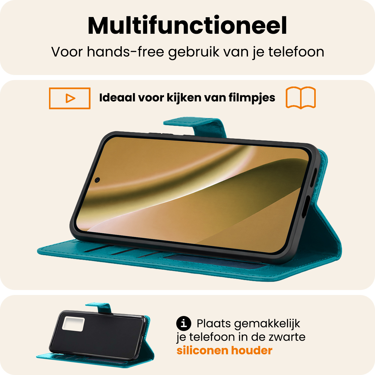 Nomfy Nomfy Google Pixel 10a Hoesje Bookcase Met 2x Screenprotector - Turquoise