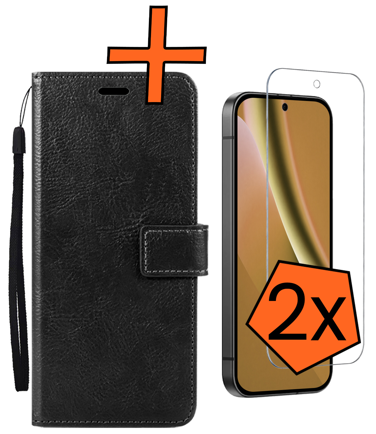 Nomfy Nomfy Google Pixel 10a Hoesje Bookcase Met 2x Screenprotector - Zwart