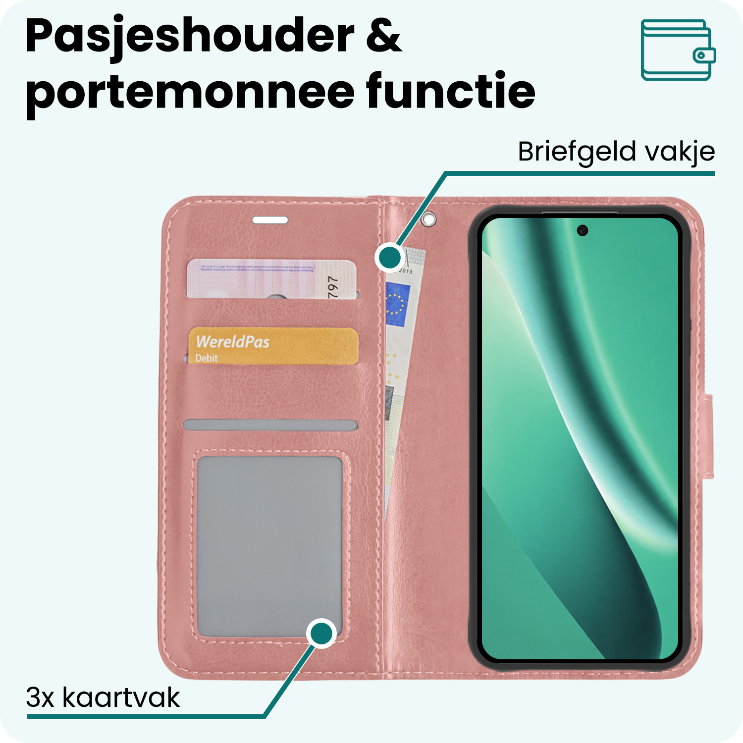 Forterra Forterra Google Pixel 10a Hoesje Bookcase Met Screenprotector - Rose Goud