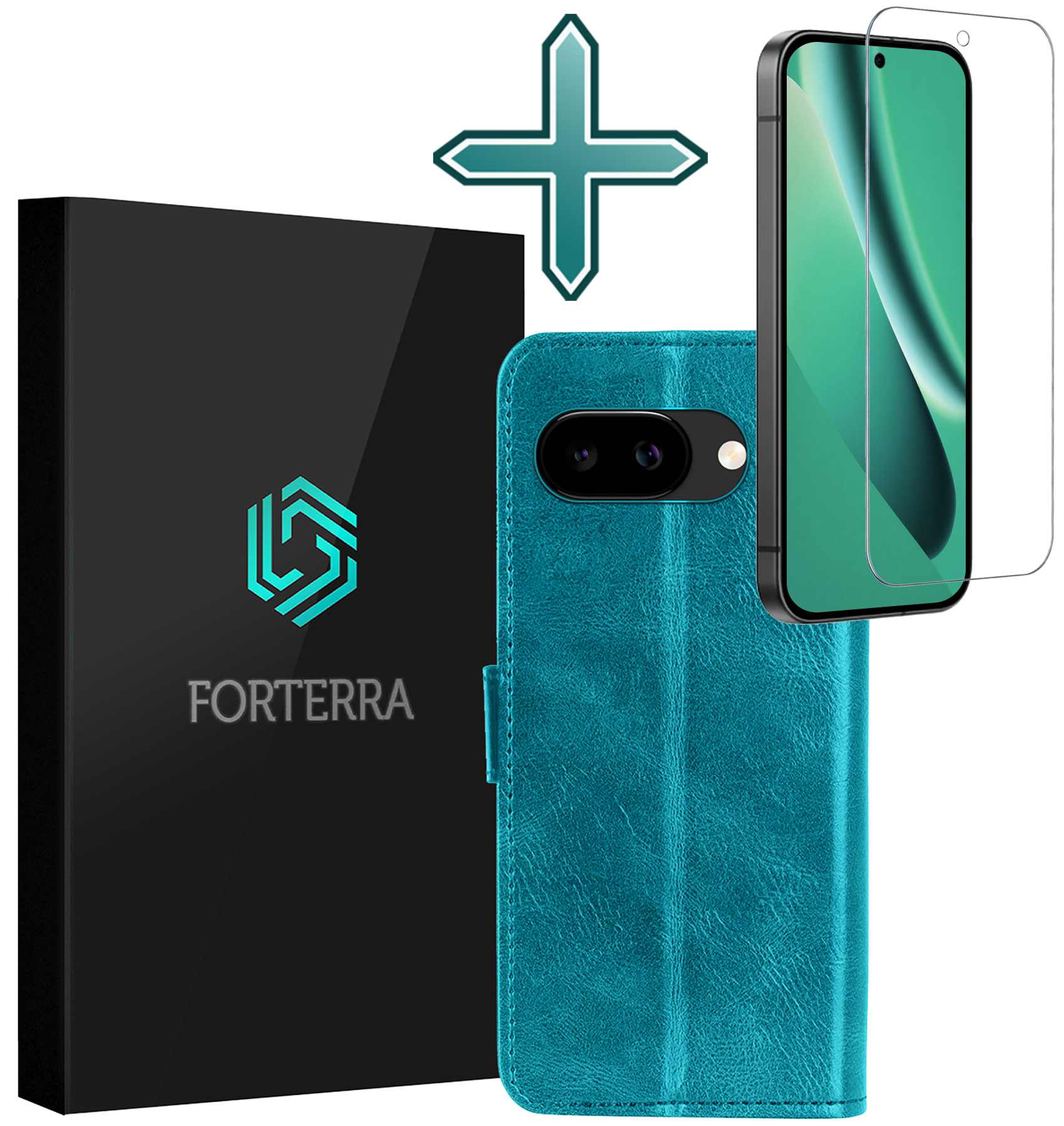 Forterra Forterra Google Pixel 10a Hoesje Bookcase Met Screenprotector - Turquoise