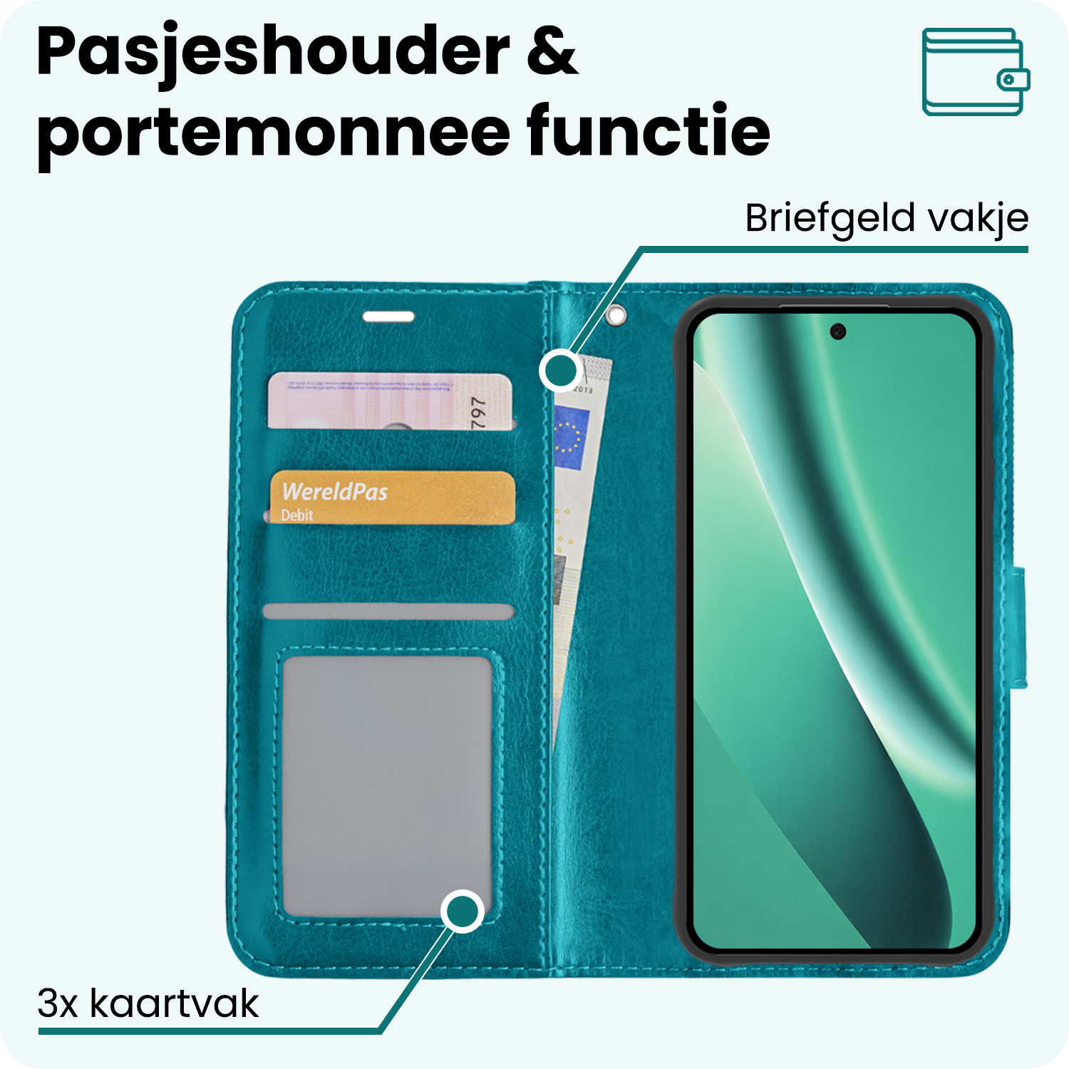 Forterra Forterra Google Pixel 10a Hoesje Bookcase Met Screenprotector - Turquoise