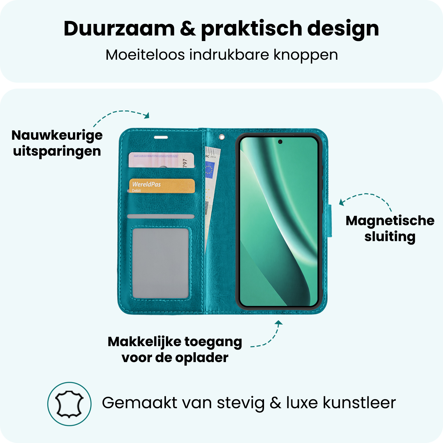 Forterra Forterra Google Pixel 10a Hoesje Bookcase Met Screenprotector - Turquoise