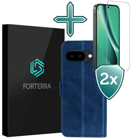 Forterra Forterra Google Pixel 10a Hoesje Bookcase Met 2x Screenprotector - Donkerblauw