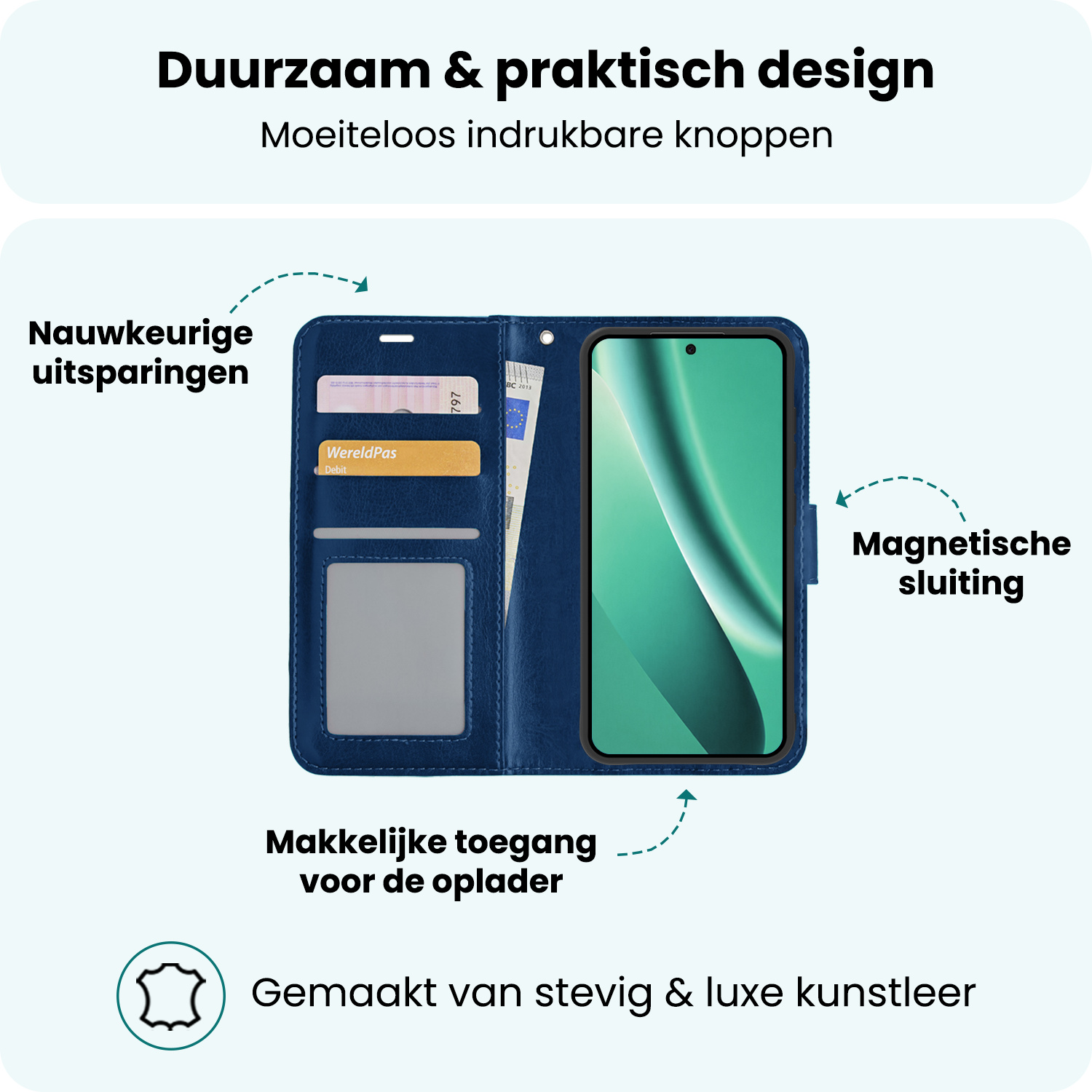 Forterra Forterra Google Pixel 10a Hoesje Bookcase Met 2x Screenprotector - Donkerblauw