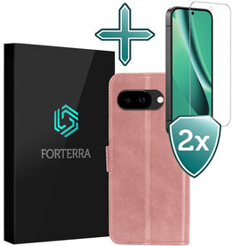 Forterra Forterra Google Pixel 10a Hoesje Bookcase Met 2x Screenprotector - Rose Goud