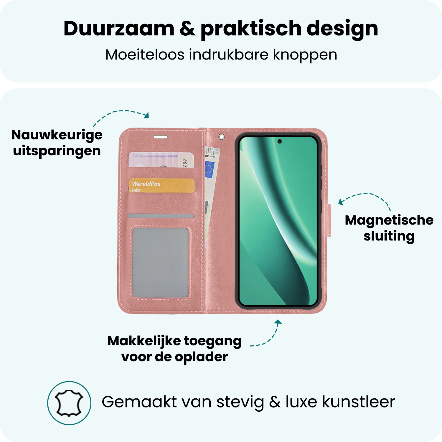 Forterra Forterra Google Pixel 10a Hoesje Bookcase Met 2x Screenprotector - Rose Goud
