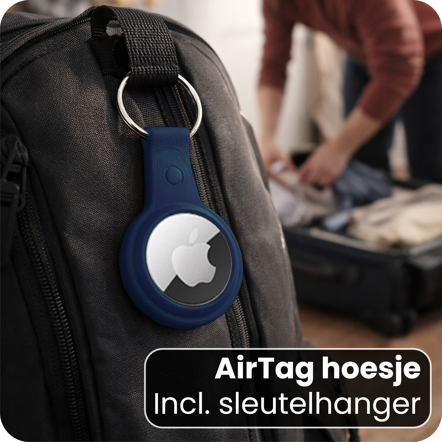 BASEY. BASEY. AirTag 2 Hoesje Leer - Donkerblauw - 2 PACK