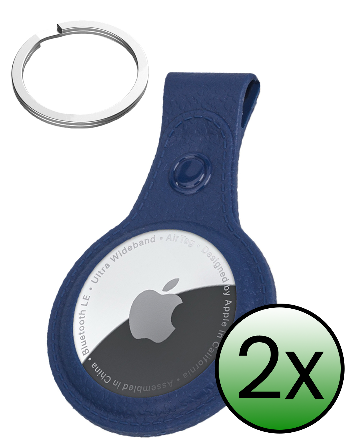 BASEY. BASEY. AirTag 2 Hoesje Leer - Donkerblauw - 2 PACK