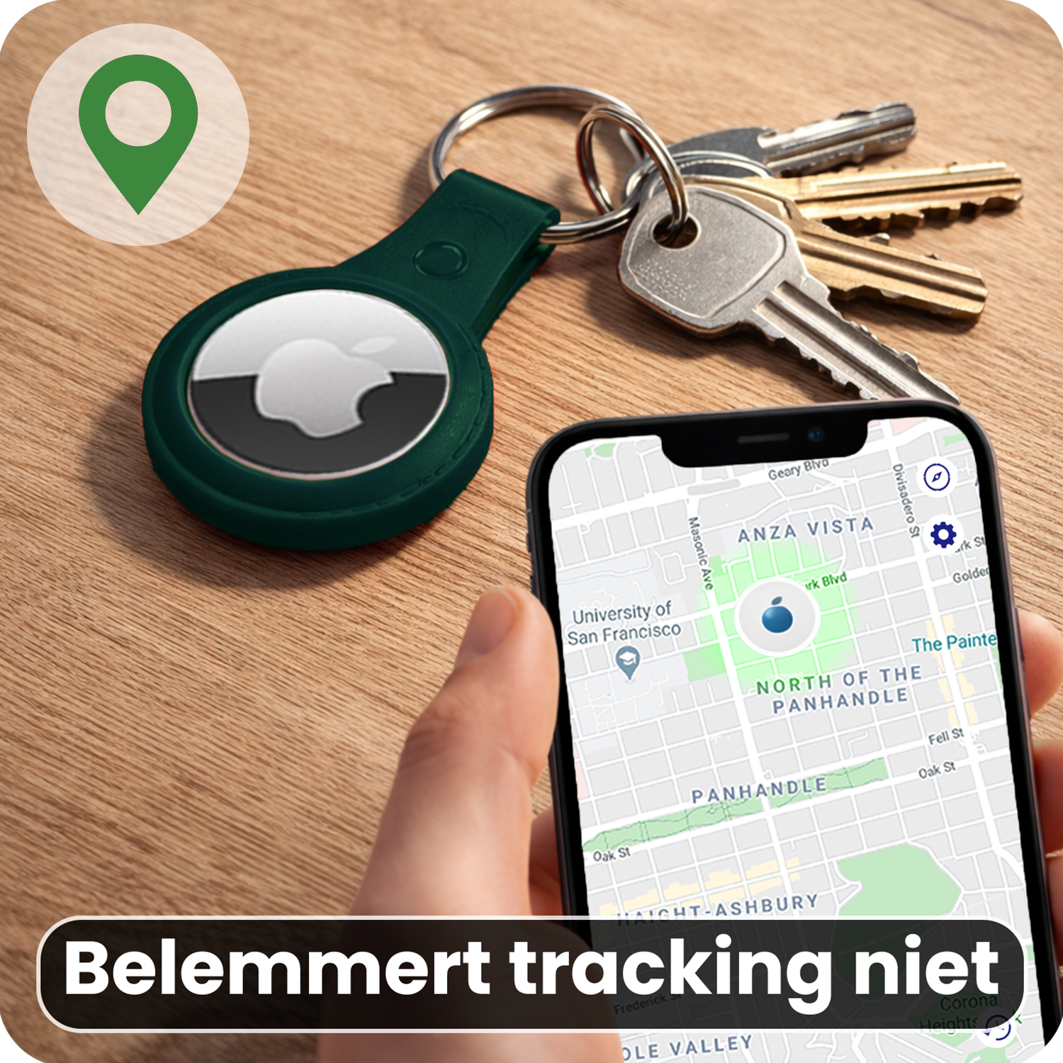 BASEY. BASEY. AirTag 2 Hoesje Leer - Donkergroen