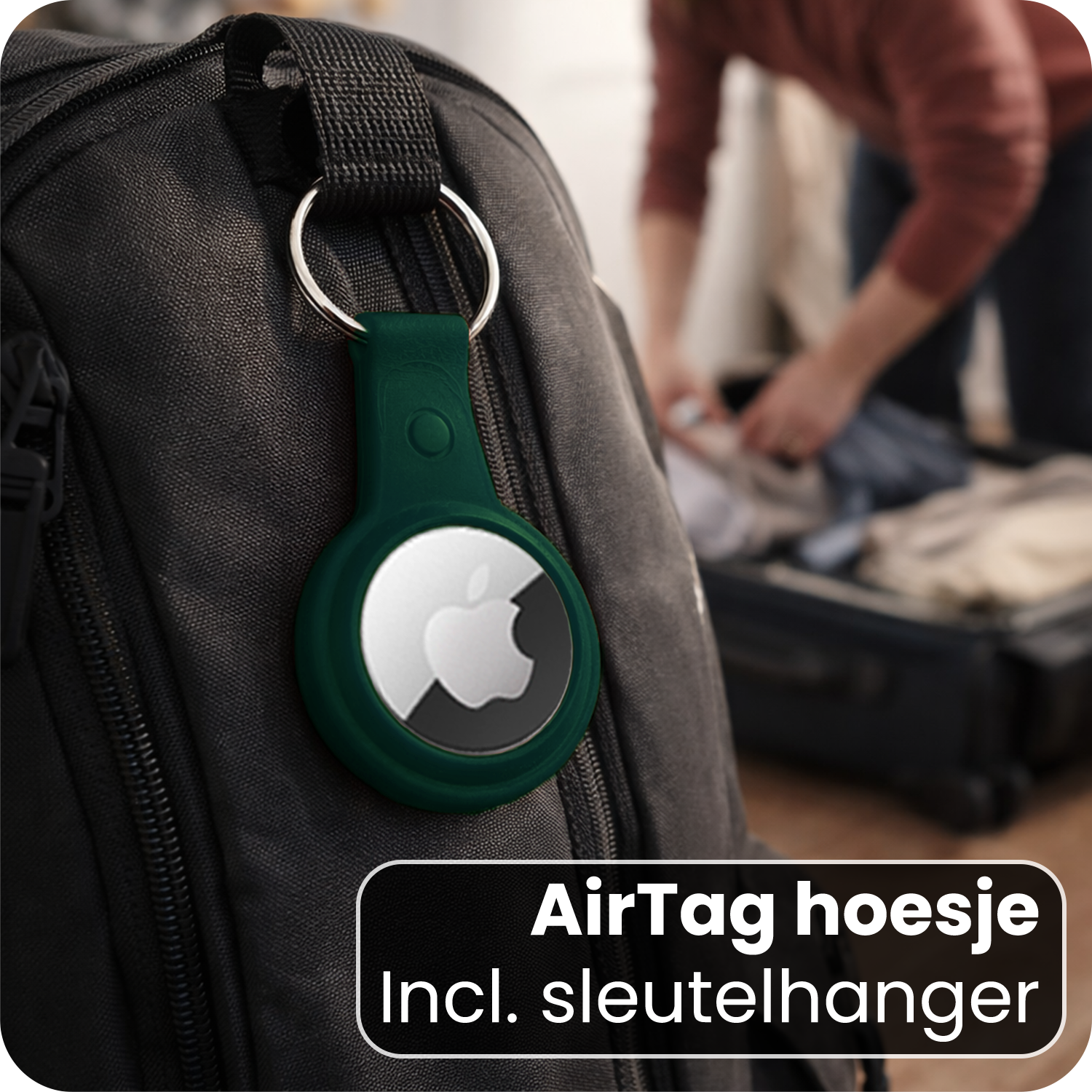 BASEY. BASEY. AirTag 2 Hoesje Leer - Donkergroen - 2 PACK
