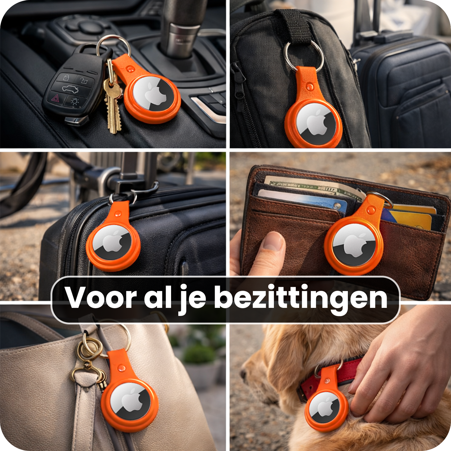 BASEY. BASEY. AirTag 2 Hoesje Leer - Oranje