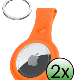 BASEY. BASEY. AirTag 2 Hoesje Leer - Oranje - 2 PACK