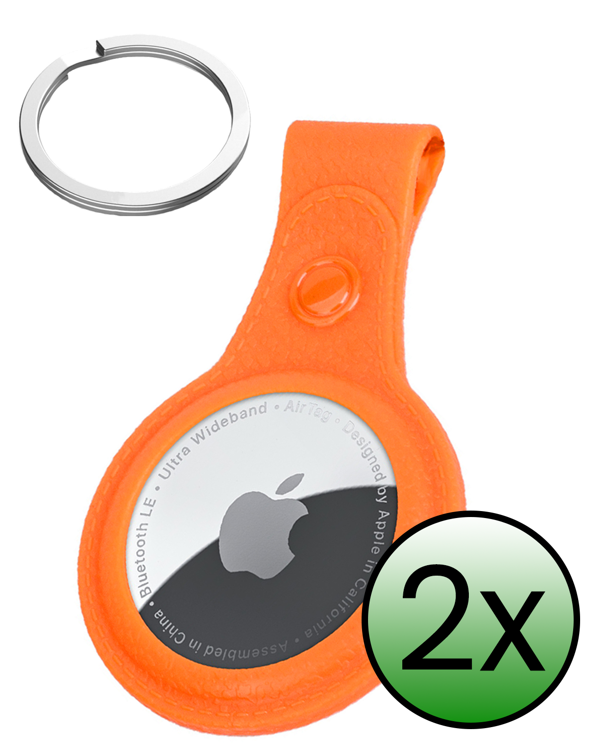BASEY. BASEY. AirTag 2 Hoesje Leer - Oranje - 2 PACK