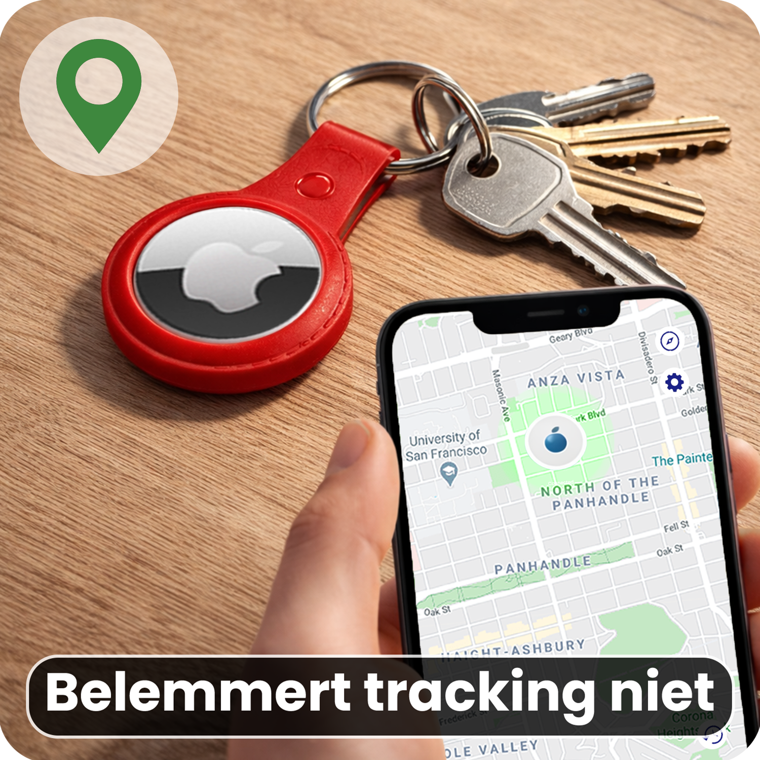 BASEY. BASEY. AirTag 2 Hoesje Leer - Rood