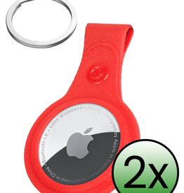BASEY. BASEY. AirTag 2 Hoesje Leer - Rood - 2 PACK