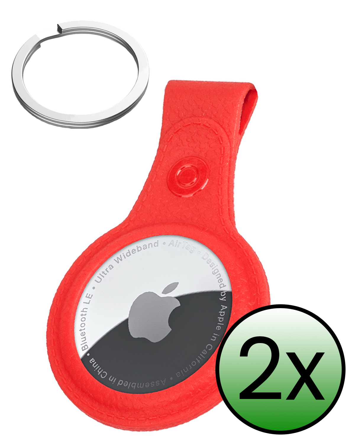 BASEY. BASEY. AirTag 2 Hoesje Leer - Rood - 2 PACK