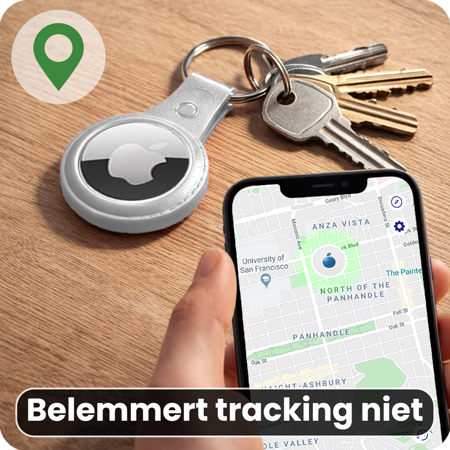 BASEY. BASEY. AirTag 2 Hoesje Leer - Wit