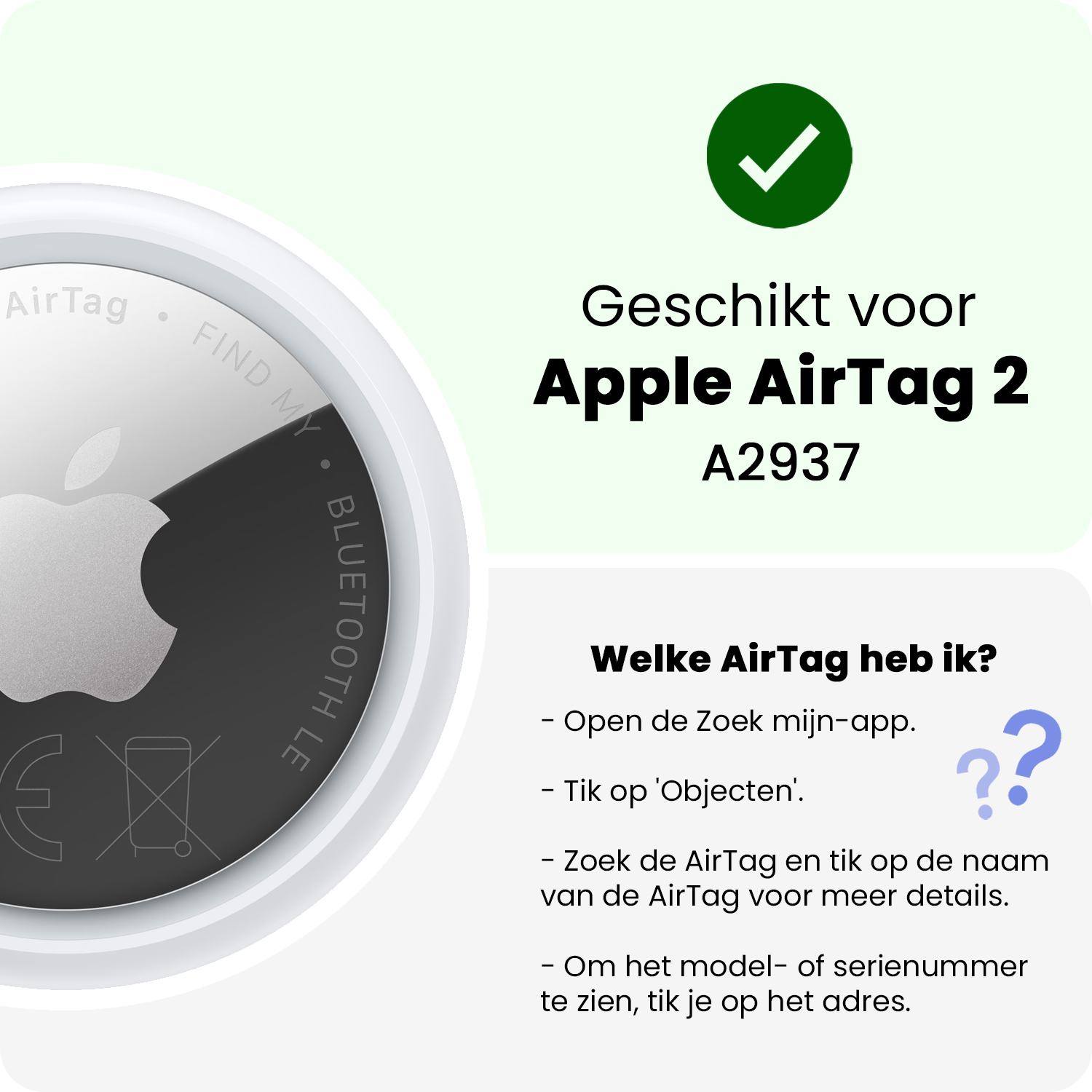 BASEY. BASEY. AirTag 2 Hoesje Leer - Wit