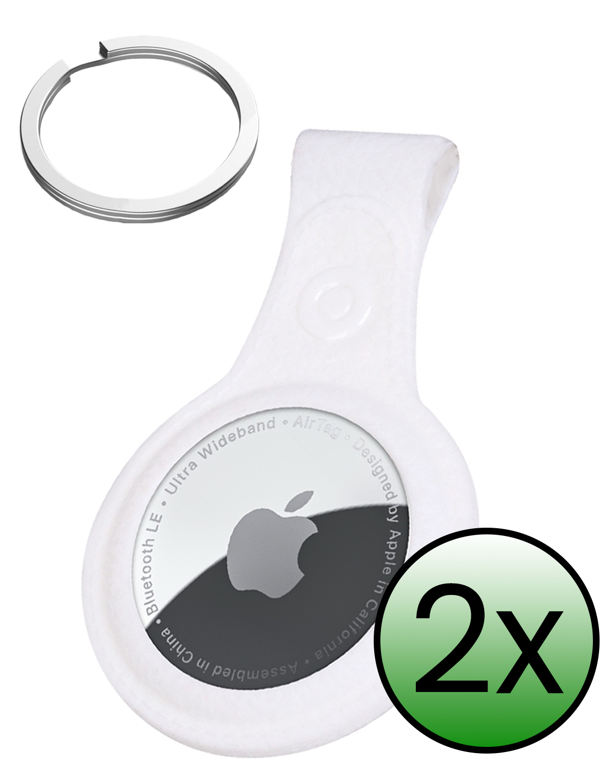 BASEY. BASEY. AirTag 2 Hoesje Leer - Wit - 2 PACK